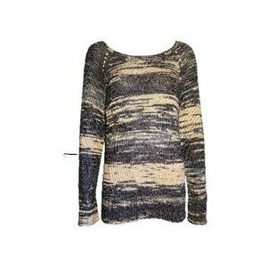 Coldwater Creek Sweater Womens Size L Large Blue Tan Knit Long Sleeve Pullover